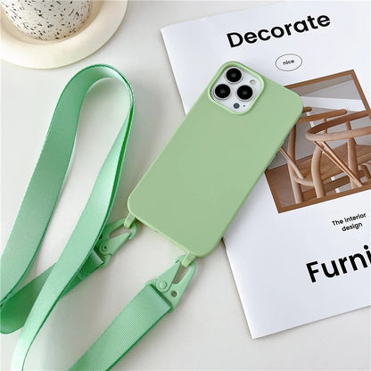 Crossbody Lanyard Matte Silicone Soft For Case iPhone
