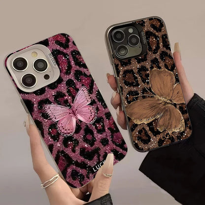 Leopard Butterfly Pattern Phone Case For iPhone