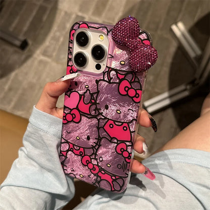 Hello Kitty Diamond Bow Phone Case For iPhone