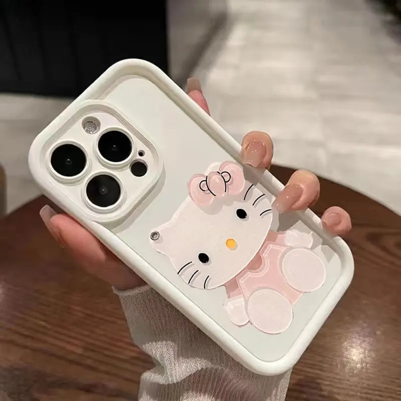 Hello Kitty Kawaii Makeup Mirror Phone Case For iPhone