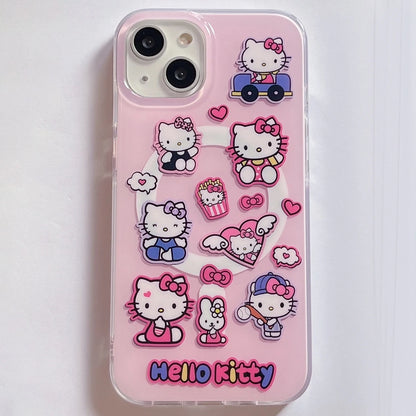 Cute Kitty Magnetic Shell With Bracket Hot Sale Phone Case For iPhone