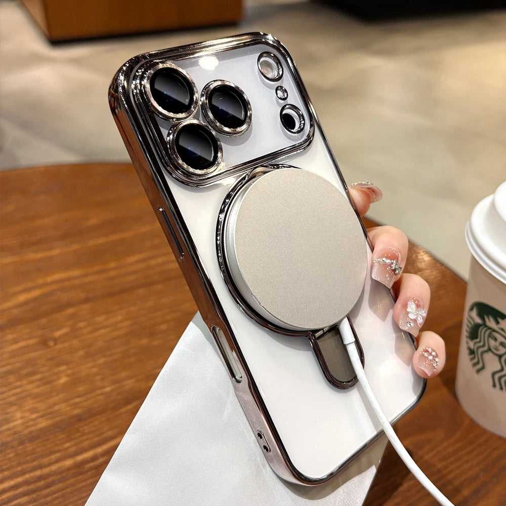 For Magsafe Plating Bracket Stand Case  For iPhone