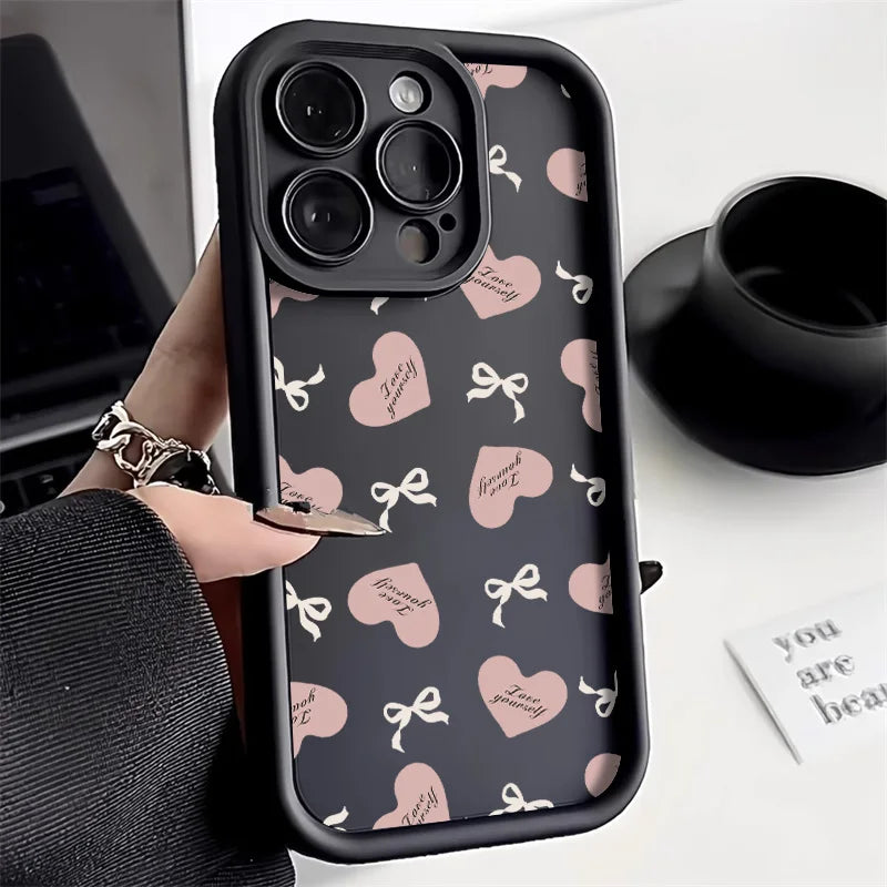 Korean Cute Pink Bowknot Silicone Phone Case For iPhone