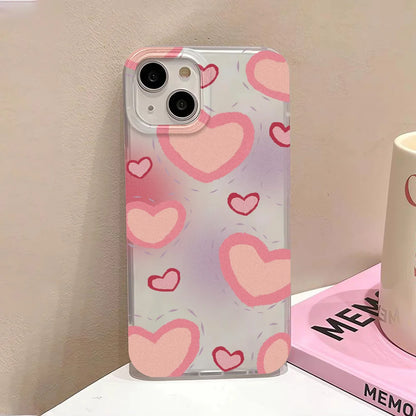 Pink Love Heart Phone Case For iPhone