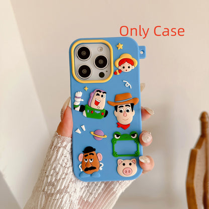 3D Cartoon Big Eyed Frog Toy Family Phone Case For iPhone