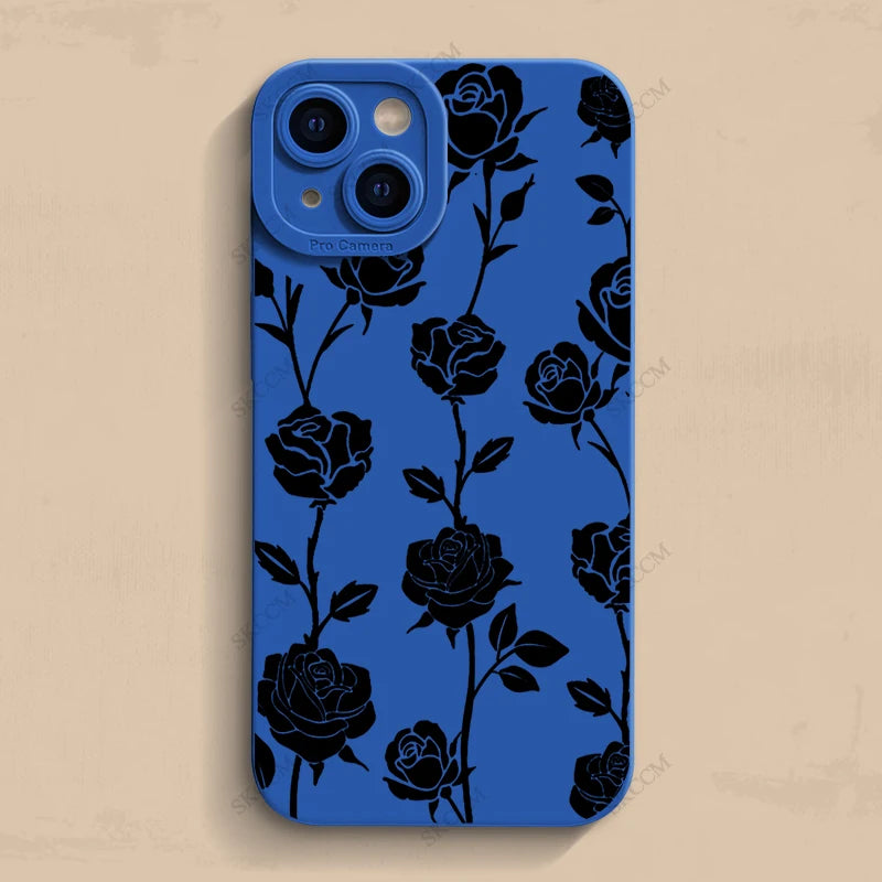 Luxury Matte Soft Silicone Flower Phone Case For iPhone