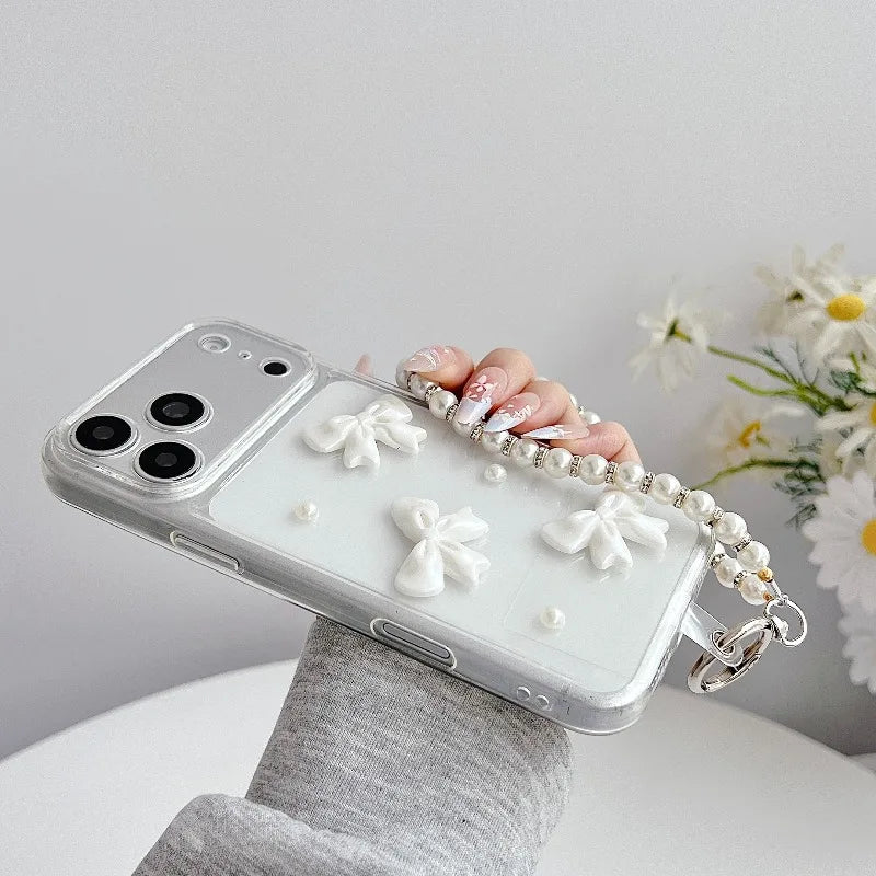 Cute White Bow Clear Phone Case For iPhone