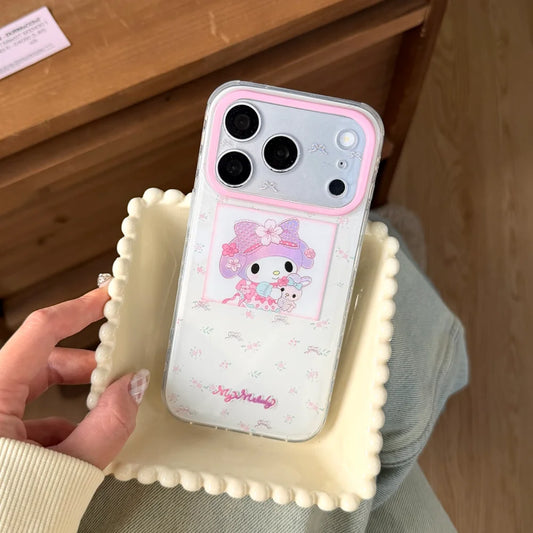 Pink Double Layer Floral Hug Bear Meiledi Phone Case For iPhone