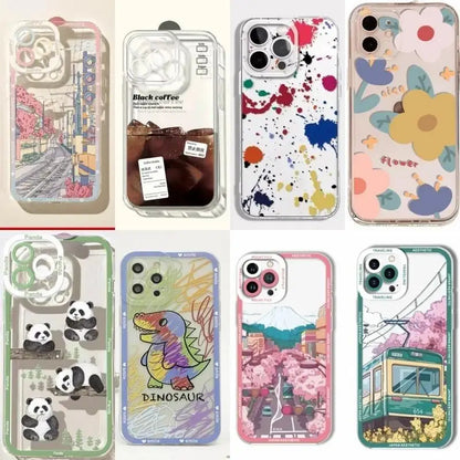 Phone Case for IPhone Soft Clear TPU Flower Shockproof Cover