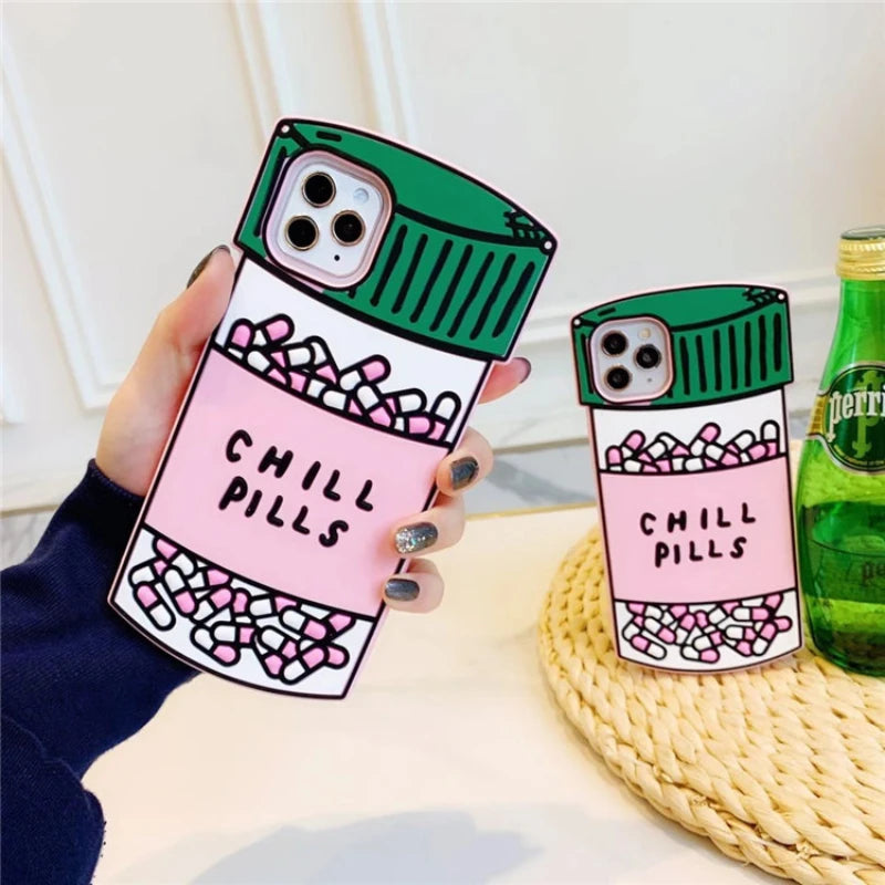 Creative 3D Cartoon Pills Bottle Soft Silicone Phone Case For iPhone