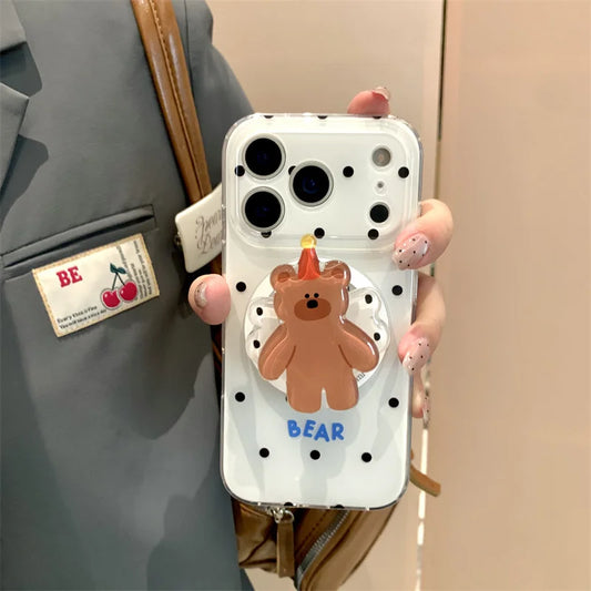 Simple Black Polka Dot Magnetic Phone Case For iPhone