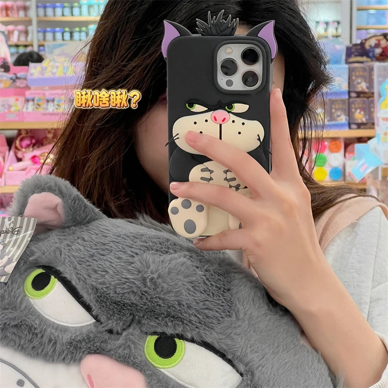 3D Lucifer Cat Cinderella Stretching Feet Cover For iPhone