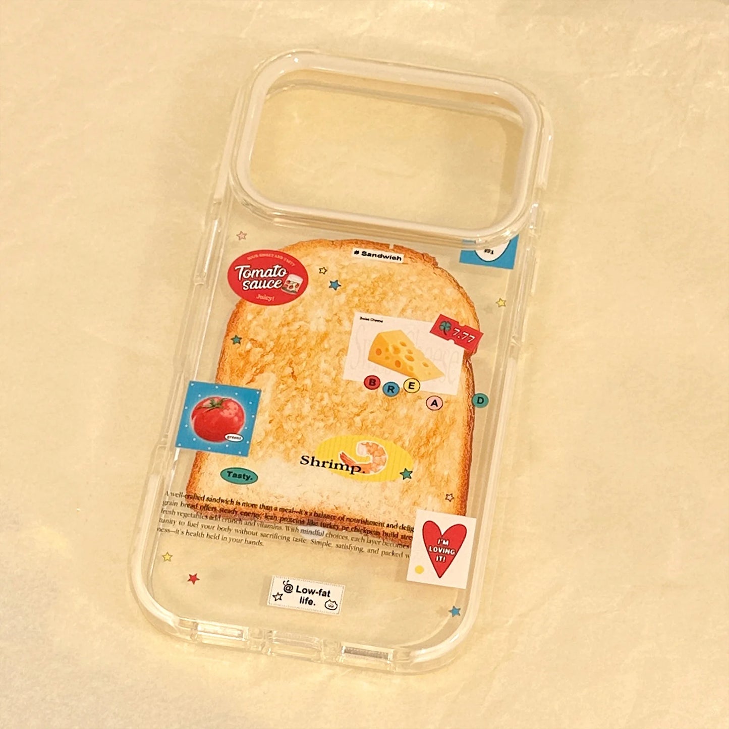 Korean Toast Pattern With Fried Egg Love Heart Bracket Magnetic Phone Case For iPhone