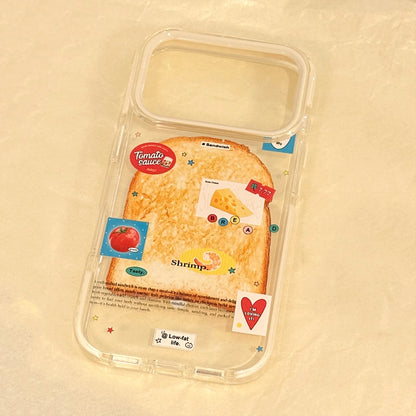 Korean Toast Pattern With Fried Egg Love Heart Bracket Magnetic Phone Case For iPhone