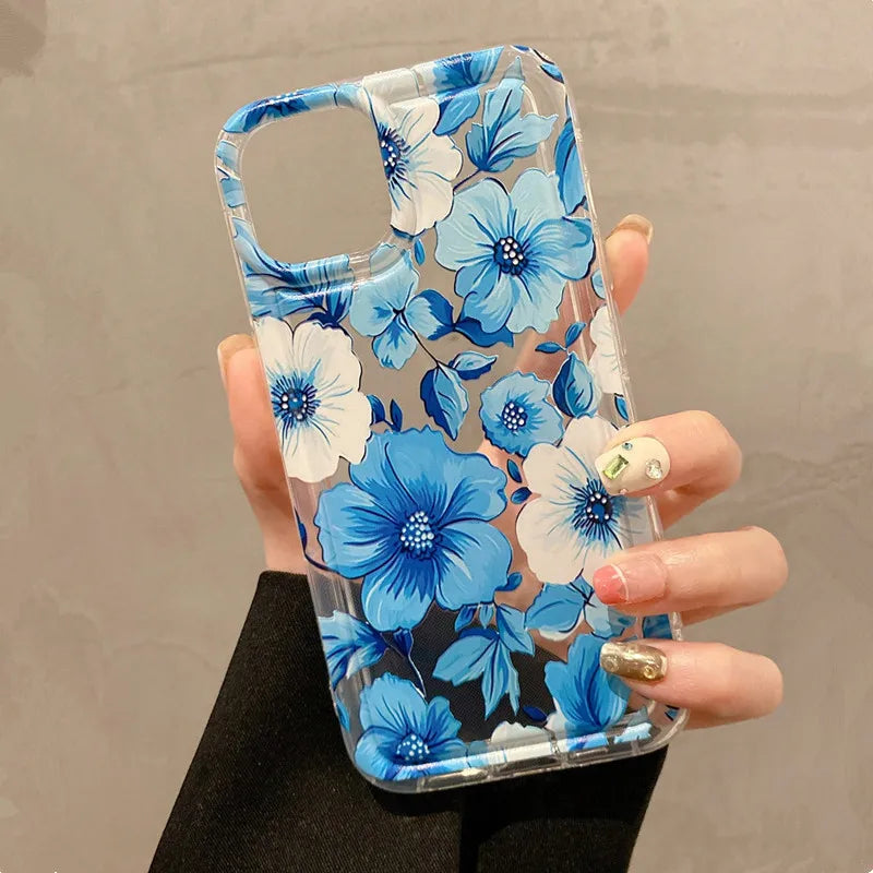 Flowers Graphic Print Clear Phone Case