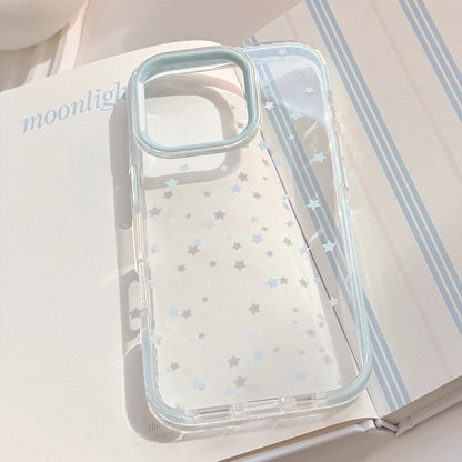 ins Korean Full Screen Blue Stars Pattern Phone Case For iPhone