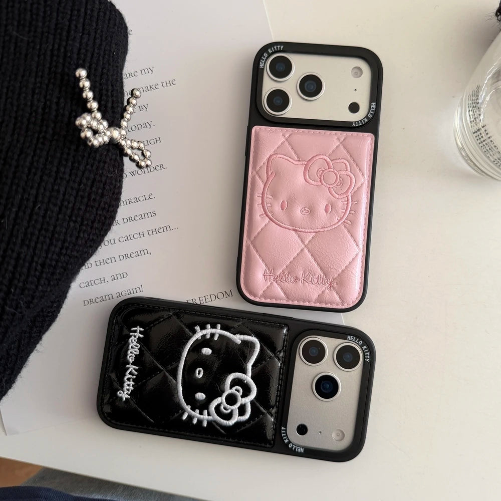 3D Cute Cartoon Sanrio Hello Kitty Embossing Leather Phone Case For iPhone