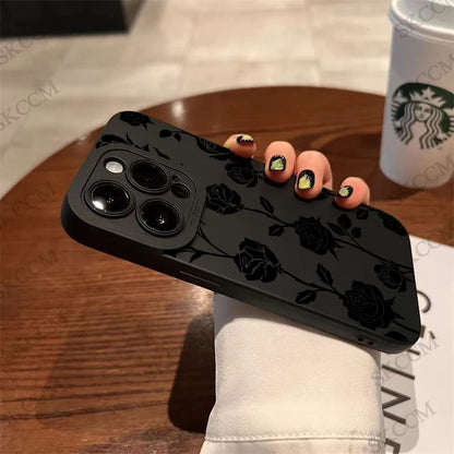Luxury Matte Soft Silicone Flower Phone Case For iPhone