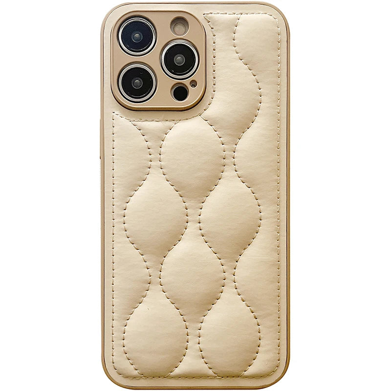 Wave Curve Beige Down Jacket Phone Case