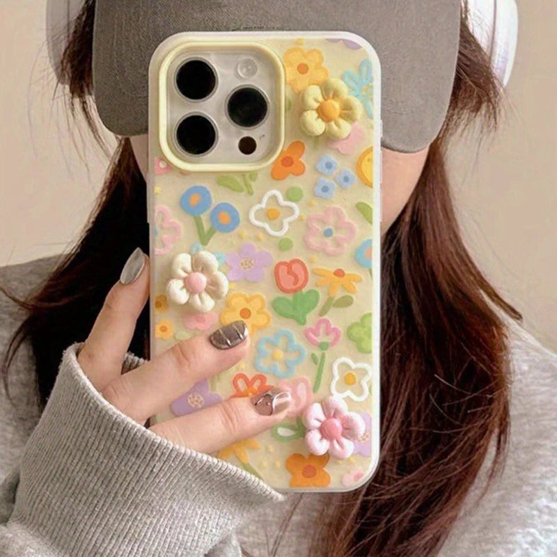 Oil Painting Flower Design With Lanyards Phone Case For iPhone