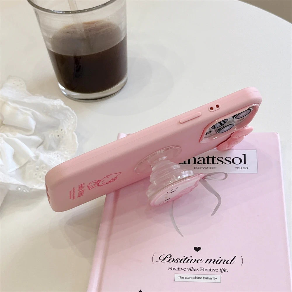 With Kickstand Candy Mini Bow Hello Kitty Phone Case