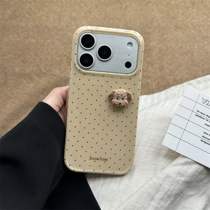 Fashion Cute 3D Bear Polka Dot Phone Case For iPhone