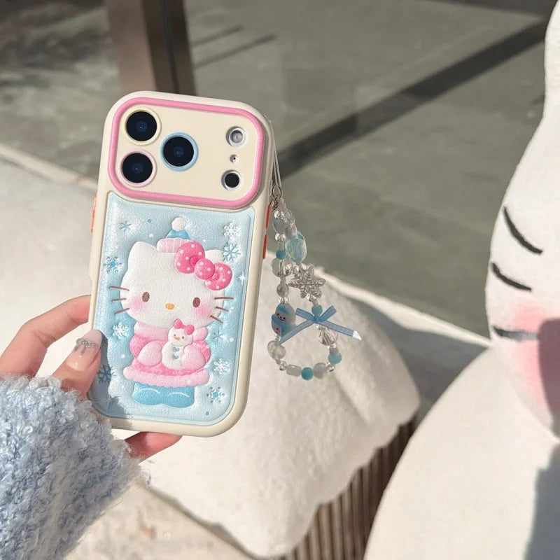 Cute Cartoon Hello Kitty Luxury Embossed Leather Phone Case For iPhone