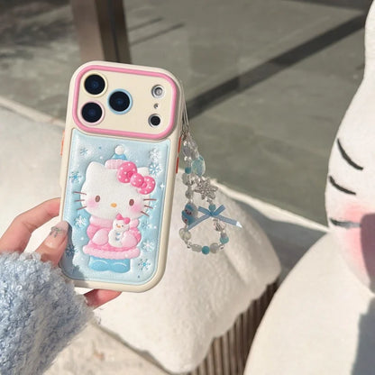 Cute Cartoon Hello Kitty Luxury Embossed Leather Phone Case For iPhone