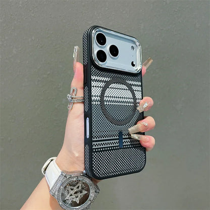 Luxury Colorful Striped Carbon Fiber Texture Magnetic Phone Case For iPhone