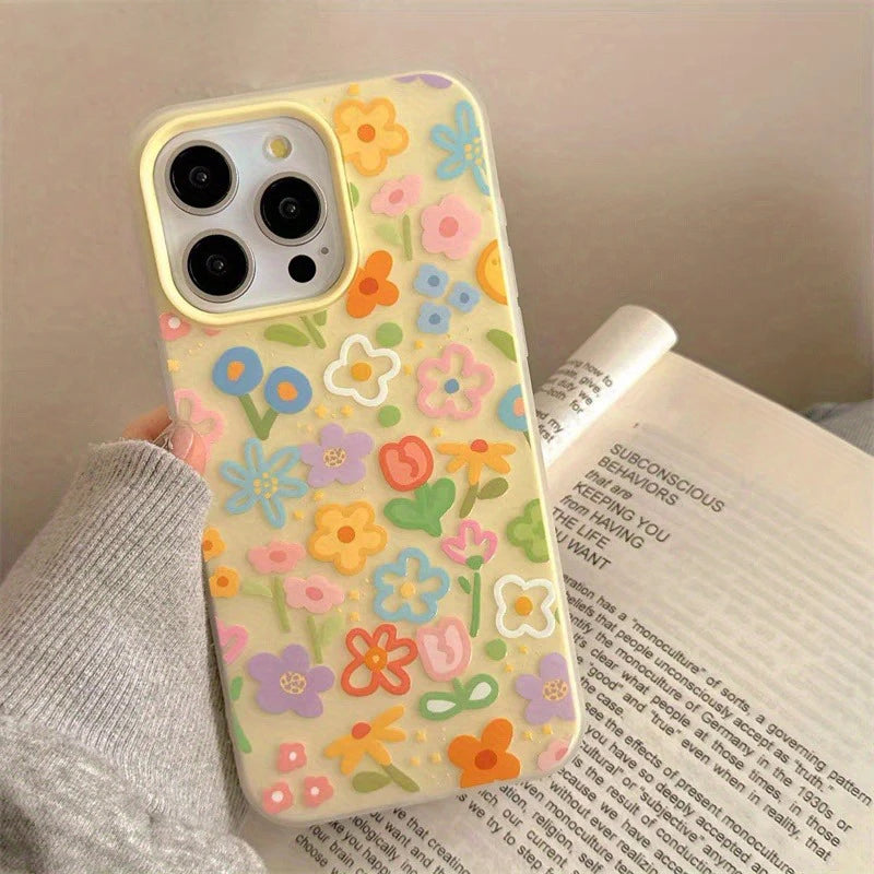 Oil Painting Flower Design With Lanyards Phone Case For iPhone