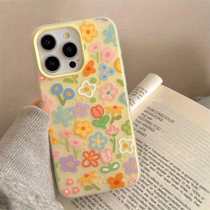 Oil Painting Flower Design With Lanyards Phone Case For iPhone