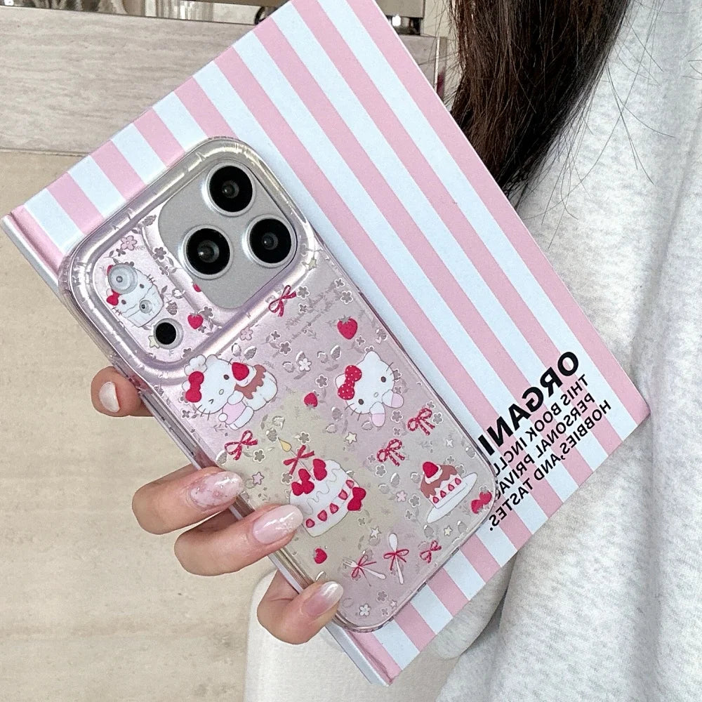 Luxury Cute Strawberry Patterned Cake Kitty Hot Sale Phone Case For iPhone