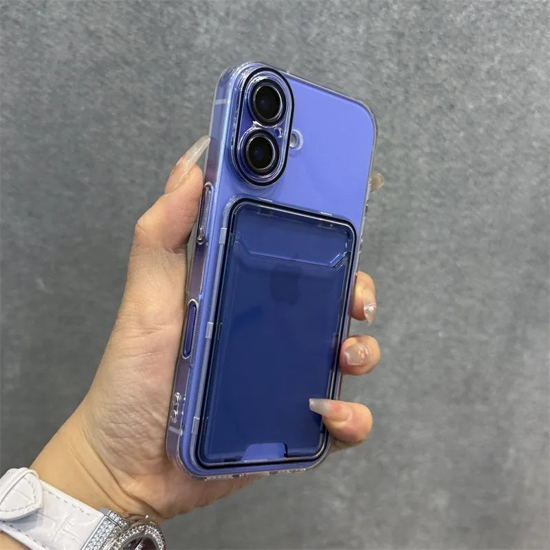 Transparent Card Holder Slot Case  For iPhone