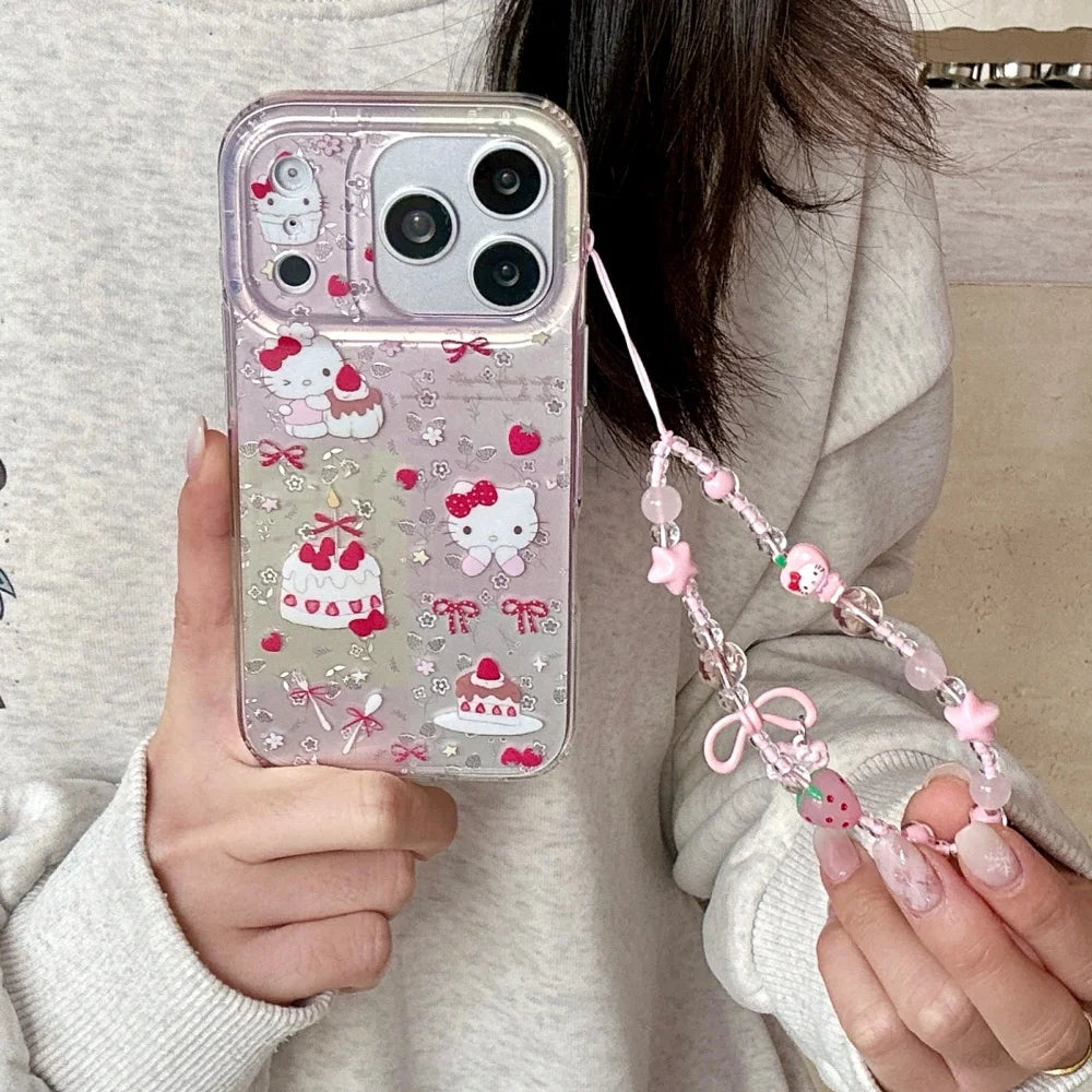 Luxury Cute Strawberry Patterned Cake Kitty Hot Sale Phone Case For iPhone
