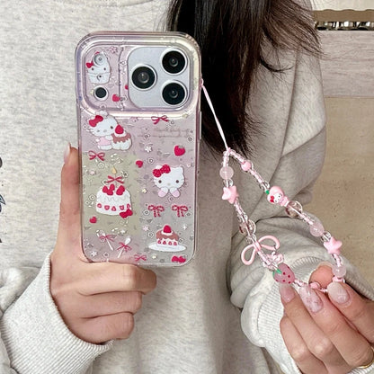 Luxury Cute Strawberry Patterned Cake Kitty Hot Sale Phone Case For iPhone
