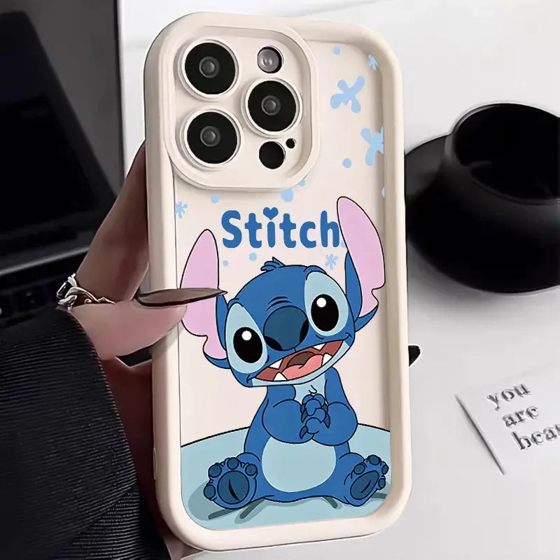 Stitch Happy Cute Phone Case Soft Cover Cartoon For iPhone