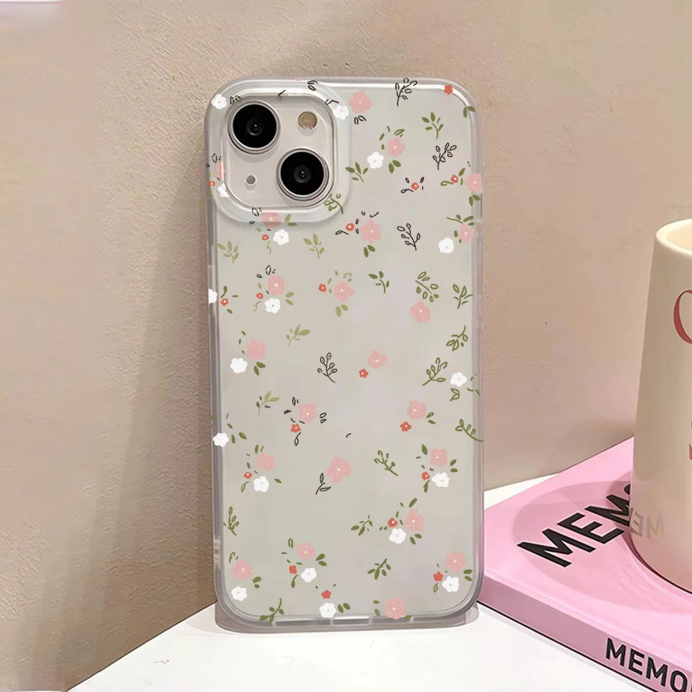 Flowers Phone Case For iPhone Translucent Slim Silky Skin Back Cover