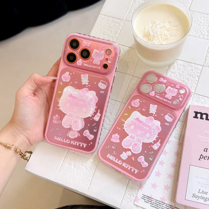 Kawaii Cartoon Sanrio Cute 3D Cartoon Pink KT Stand Holder Phone Case For iPhone