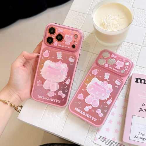 Kawaii Cartoon Sanrio Cute 3D Cartoon Pink KT Stand Holder Phone Case For iPhone