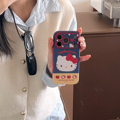 Luxury 3D Leather Pattern Large Window Apple Kitty Case For iPhone