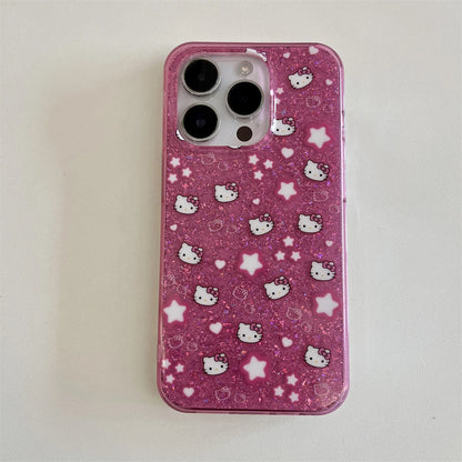 Bling Glitter Stars Hello Kitty Phone Case