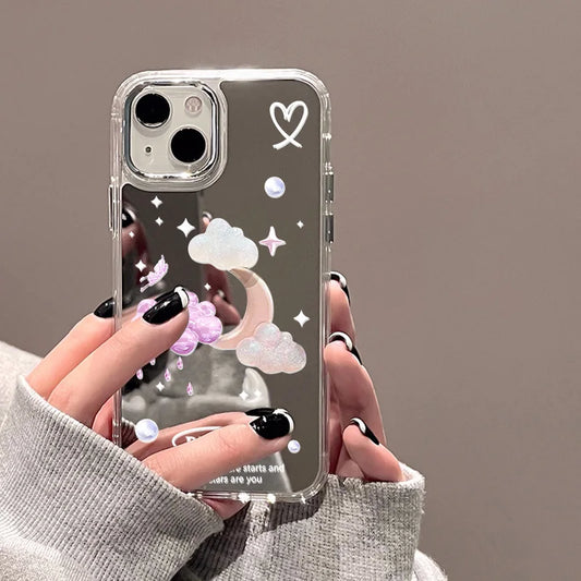 INS Cute Cloud Mirror Phone Case For iPhone