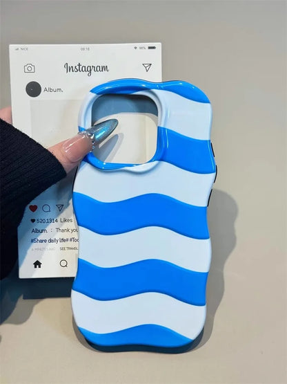 Cute Glossy Wave Pattern Hit Color Stripe Phone Case