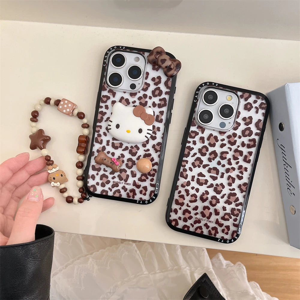 Leopard Pattern Stars Hello Kitty Phone Case