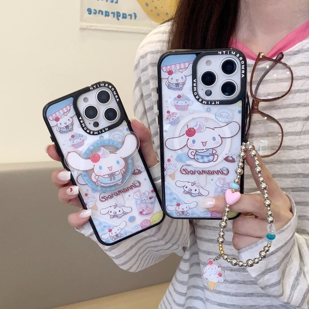 Magnetic Holder Magsafe Wireless Cute Cartoon Sanrio Cinnamoroll Charge Phone Case For iPhone
