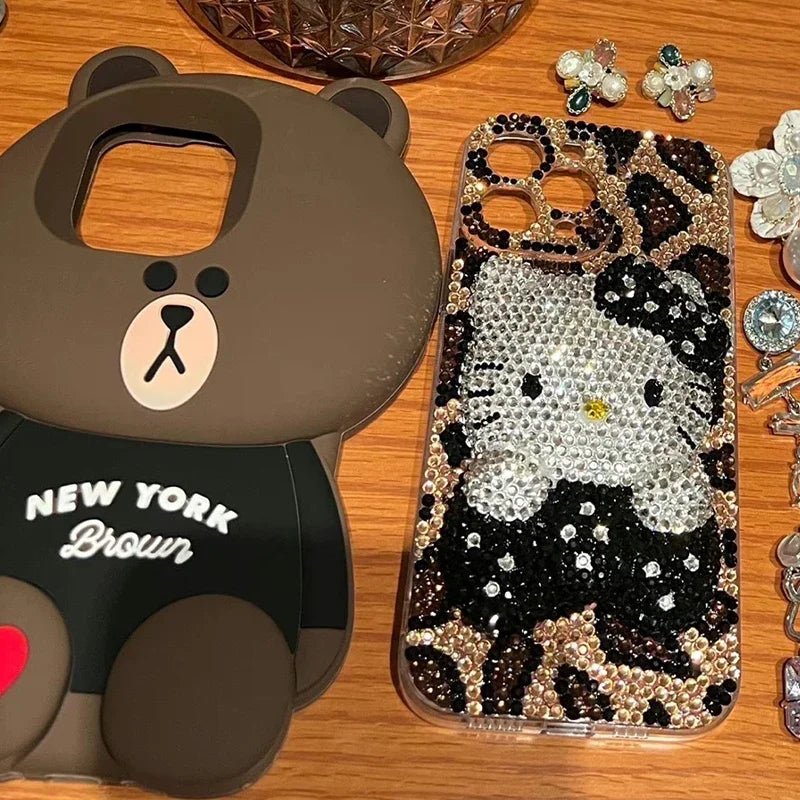 Y2K Hello Kitty Iphone Rhinestones Phone Case Sanrioed Kawaii For iPhone