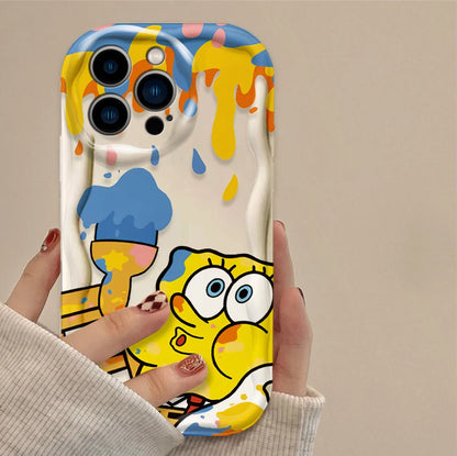 Liquid Silicone Shockproof Covers Funda S-SpongeBobs Wave Case For iPhone