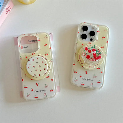 Cute Cherry Magnetic Stand Holder Phone Case
