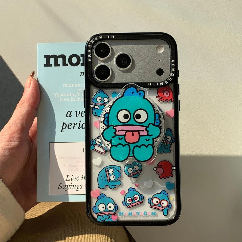 Sanrio Hangyodon Magnetic Holder Magsafe Wireless Charge Cute Cartoon Phone Case For iPhone