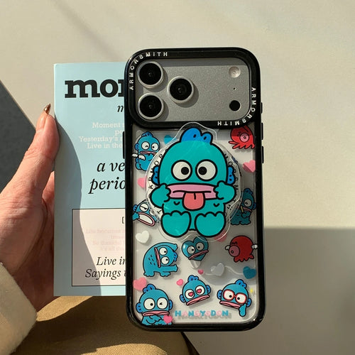 Sanrio Hangyodon Magnetic Holder Magsafe Wireless Charge Cute Cartoon Phone Case For iPhone